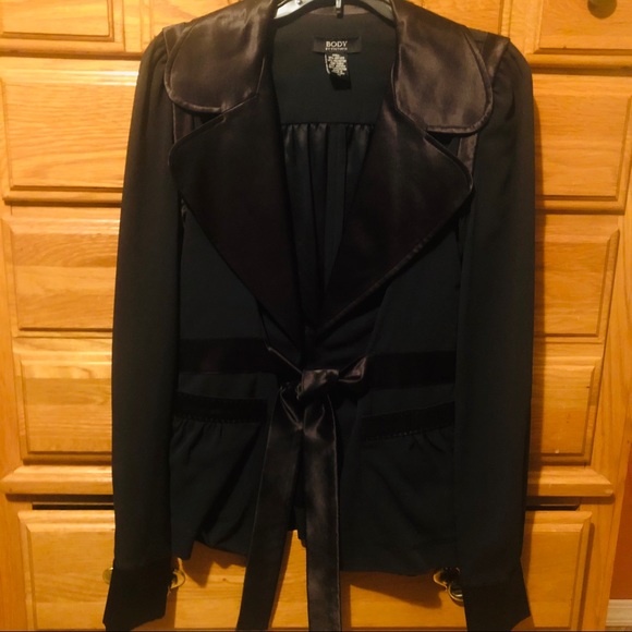 Body by Victoria Two Piece Black Tie Pant Suit - Picture 2 of 8